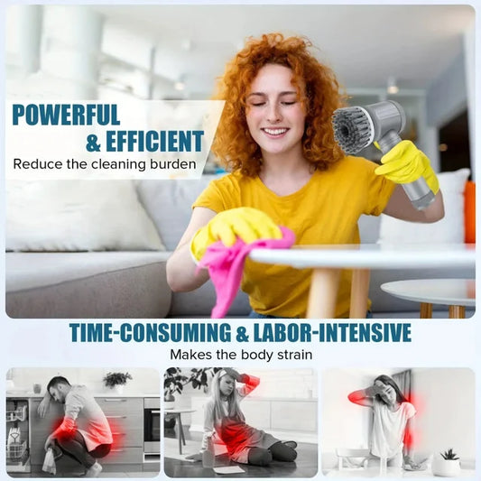 Kitchen Supplies Multifunctional Brush Electric Scrubber Rechargeable Dishwashing Brush Automatic Range Hood Stove